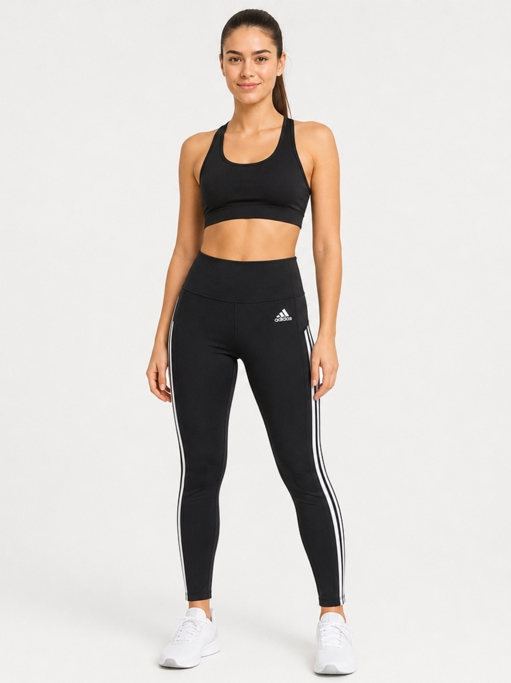 Adidas Climalite 3‑Stripes High Rise Leggings